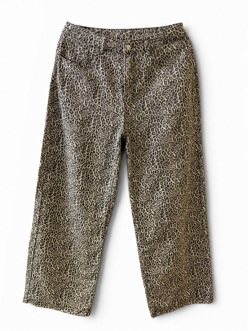 Dazy Women’s Leopard/Animal Print High-Waisted Wide Leg Jeans | Size XL